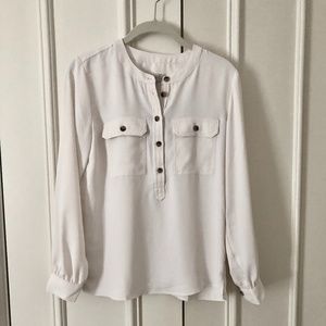 LOFT Cream Button-Down Blouse